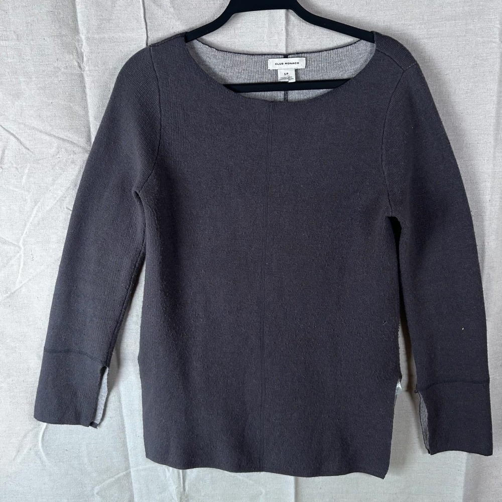 Club Monaco Womens Gray Alpaca Wool Blend Long Sleeve Boat Neck Sweater Size S